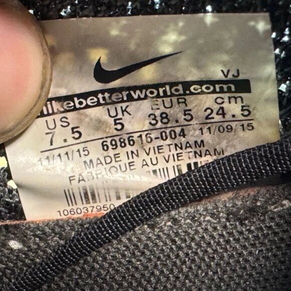 Size 7.5 Nike Flyknit Zoom Womens Black White Agility Running Shoes 698616-004 - Picture 7 of 9